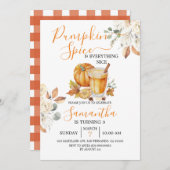 Pumpkin Gewürz und alles Nizza 3. Geburtstag Einladung (Vorne/Hinten)