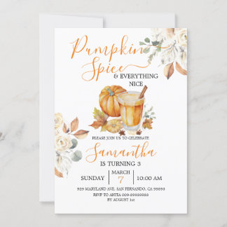 Pumpkin Gewürz und alles Nizza 3. Geburtstag Einladung