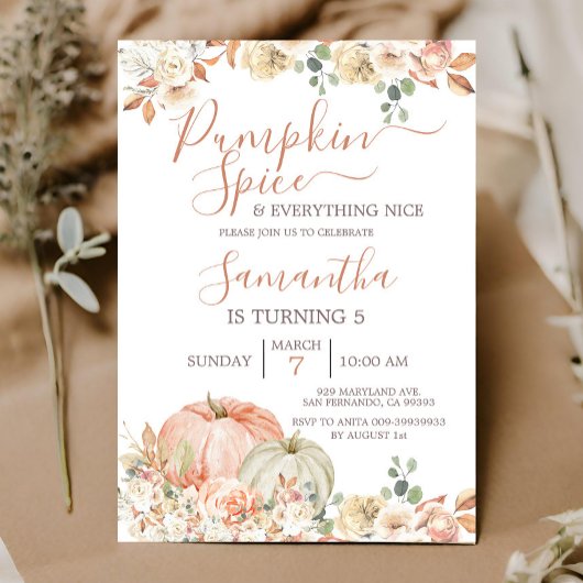 Pumpkin Gewürz und alles Nizza 5. Geburtstag Einladung