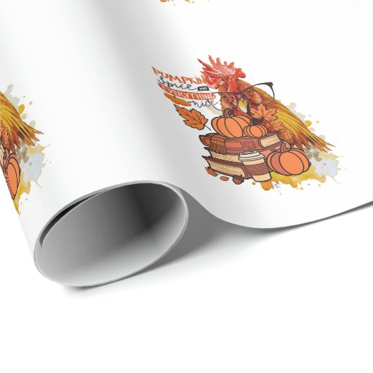Pumpkin Gewürz und alles Nizza Fall Hühnchen Vib Geschenkpapier (Rolleneckpunkt)