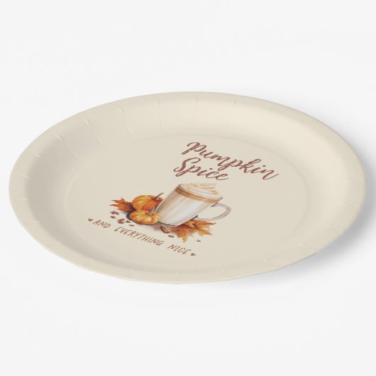 Pumpkin Gewürz und alles Nizza Pappteller (Schrägansicht)