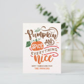Pumpkin Gewürz und alles Nötige Erntedank Postkarte (Stehend Vorderseite)