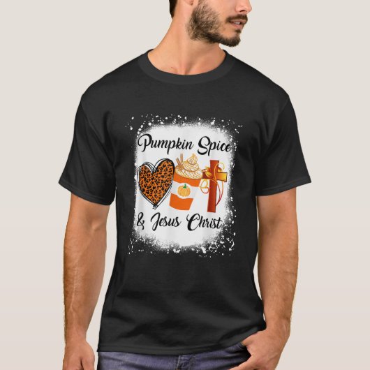 Pumpkin Gewürz und Jesus Chris Leopard Herz-Kaffee T-Shirt (Vorderseite)