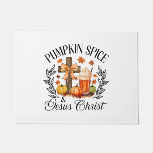 Pumpkin Gewürz und Jesus Christus Cross Pumpkin Ch Fußmatte