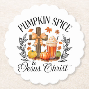 Pumpkin Gewürz und Jesus Christus Cross Pumpkin Ch Untersetzer