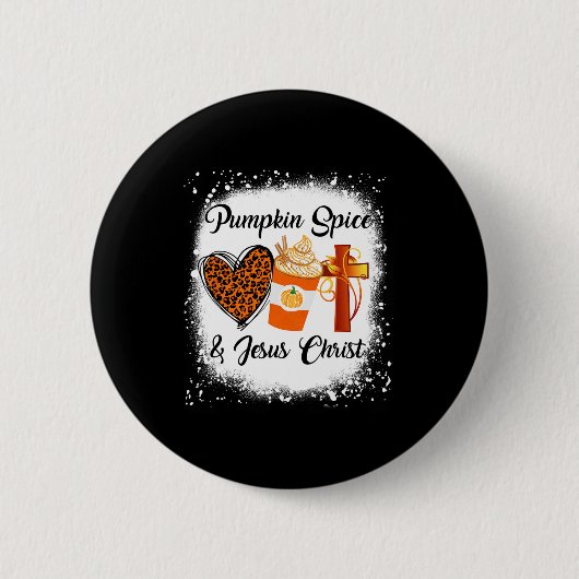 Pumpkin Gewürz und Jesus Christus Leopard Herzschl Button (Vorderseite)