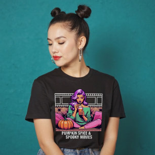 Pumpkin Gewürz und Spooky Movies Shirt für den Fal