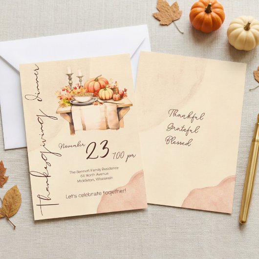 Pumpkin Gewürz Wassercolour Boho Erntedank Dinner Einladung