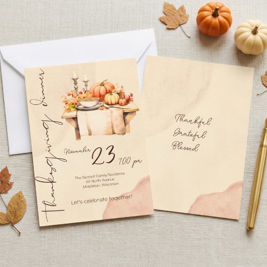 Pumpkin Gewürz Wassercolour Boho Erntedank Dinner Einladung