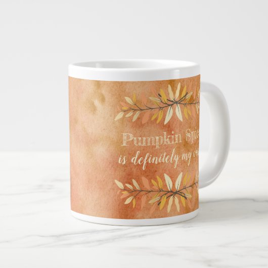 Pumpkin Gewürz Wasserfarbe Orange Herbstleaf Grenz Jumbo-Tasse (Vorderseite Rechts)