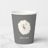 Pumpkin Gewürz Wasserfarbe Weiß & Grau Chia Latte Pappbecher (Rückseite)
