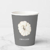 Pumpkin Gewürz Wasserfarbe Weiß & Grau Chia Latte Pappbecher (Vorderseite)