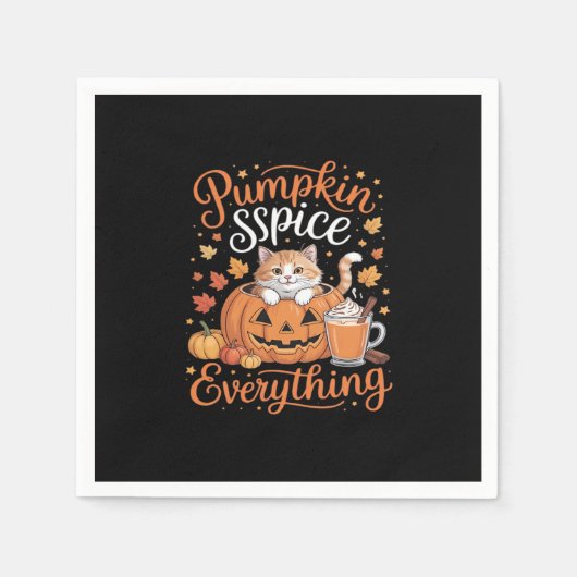 Pumpkin Gewürze alles Katze Lover Niedlich Herbst  Serviette (Vorderseite)