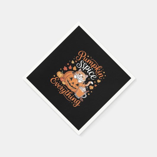 Pumpkin Gewürze alles Katze Lover Niedlich Herbst  Serviette (Ecke)