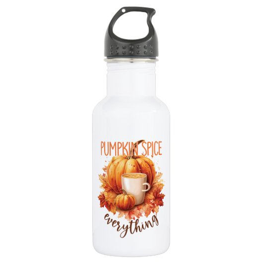 Pumpkin Gewürze alles - Latte & Herbstblätter Edelstahlflasche (Vorderseite)