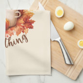 Pumpkin Gewürze alles - Latte & Herbstblätter Geschirrtuch (Viertel Falte)