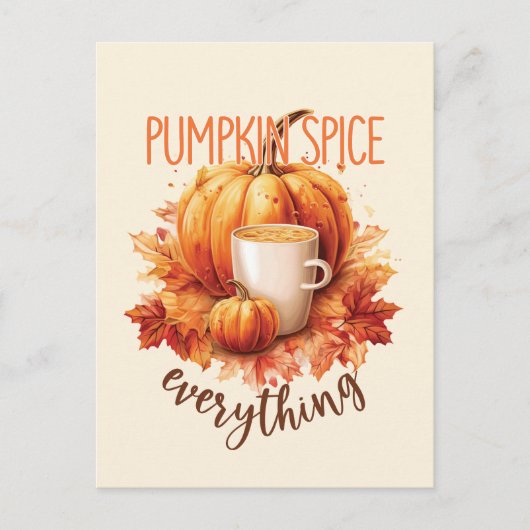 Pumpkin Gewürze alles - Latte & Herbstblätter Postkarte (Vorderseite)