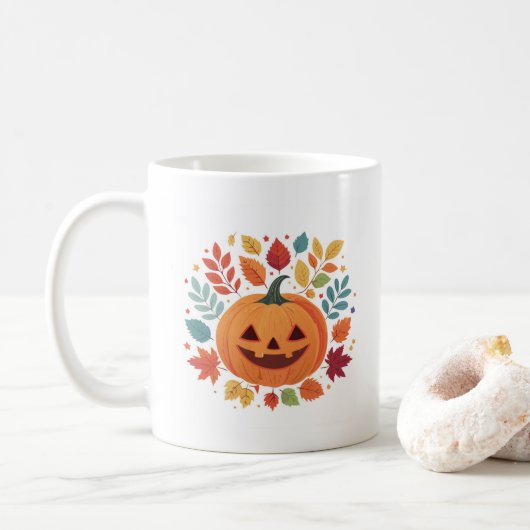 Pumpkin-Gewürze Kaffeetasse (Mit Donut)