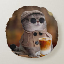 Pumpkin Gewürzfall Katzenkatze Rundwurfkissen