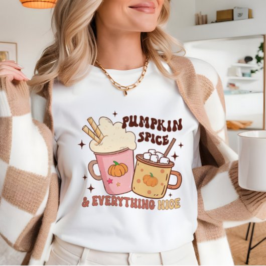 Pumpkin Gewürzfall Mode niedlich Latte Coffee T-Shirt