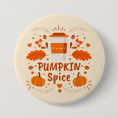 Pumpkin-Gewürzkaffee, Herbstlaub Button (Vorderseite)