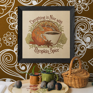 Pumpkin Gewürzkaffee Vintage Jugendstil Inspiriert Poster
