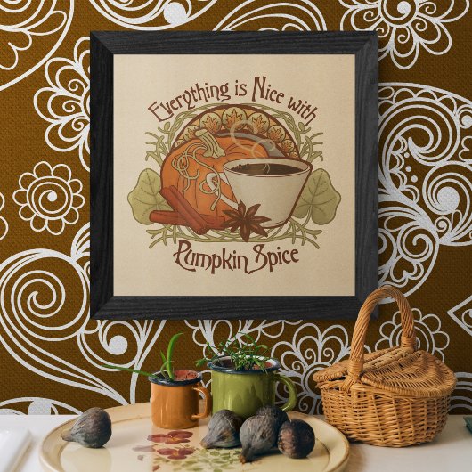 Pumpkin Gewürzkaffee Vintage Jugendstil Inspiriert Poster