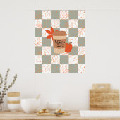 Pumpkin GewürzLatte auf Flanelhintergrund Poster (Küche)
