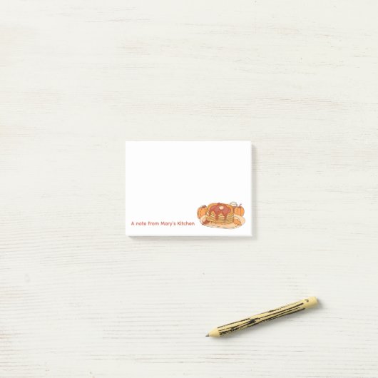 Pumpkin Gewürzpfannkuchen fallen klebrige Notizen (Auf Schreibtisch)