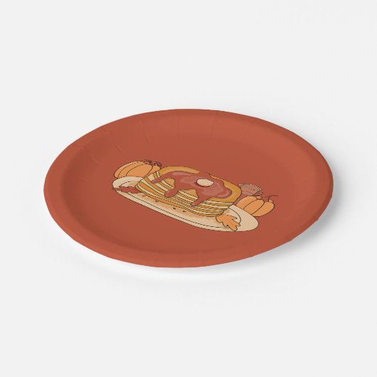 Pumpkin Gewürzpfannkuchen Rotbraun Papierplatte Pappteller (Schrägansicht)