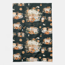 Pumpkin Gewürzsaison Floral Latte Tasse Schwarz