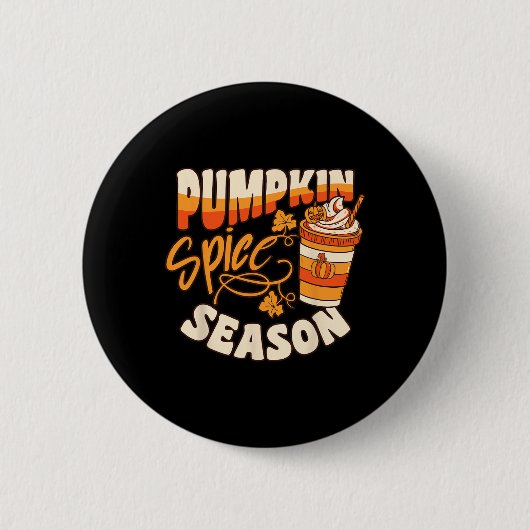 Pumpkin Gewürzsaison Latte Kaffee Herbst Herbstfes Button (Vorderseite)