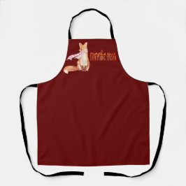 Pumpkin Gewürzsaison Sitzen Fox Dunkelrote Schürze