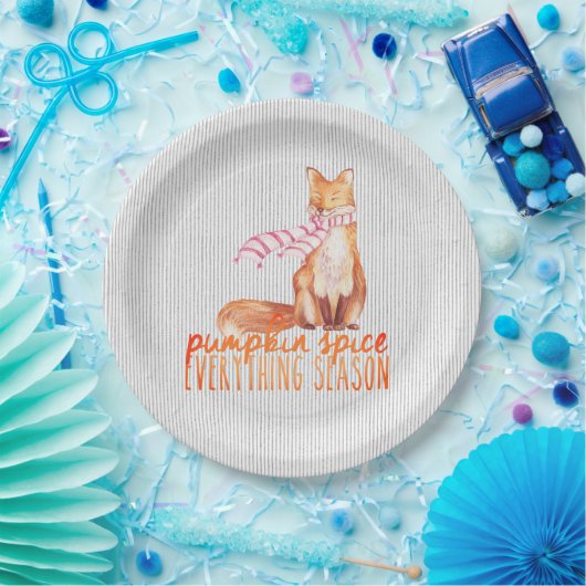 Pumpkin Gewürzsaison sitzender Fuchs Pappteller (Party)