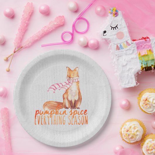 Pumpkin Gewürzsaison sitzender Fuchs Pappteller (Party)