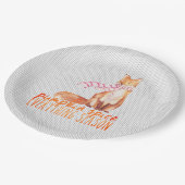 Pumpkin Gewürzsaison sitzender Fuchs Pappteller (Schrägansicht)