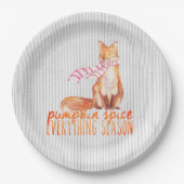 Pumpkin Gewürzsaison sitzender Fuchs Pappteller (Vorderseite)