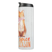 Pumpkin Gewürzsaison sitzender Fuchs Thermosbecher (Nach rechts gedreht)