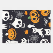 Pumpkin Ghost Black Cat Halloween Wrapping Paper Geschenkpapier Set (Vorderseite 2)