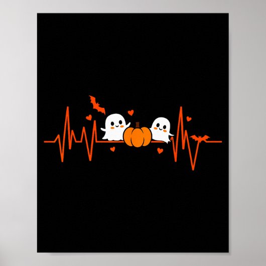 Pumpkin Ghost Heartbeat Ekg Halloween Ecg Tech Car Poster (Vorne)