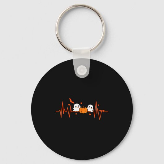 Pumpkin Ghost Heartbeat Ekg Halloween Ecg Tech Car Schlüsselanhänger (Vorderseite)