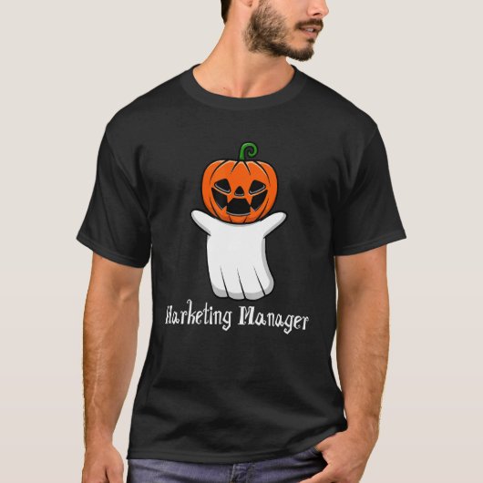 Pumpkin Ghost Marketing Manager Cool Halloween T-Shirt (Vorderseite)