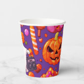 Pumpkin Ghost Pattern Niedlich Halloween Pappbecher (Rückseite)