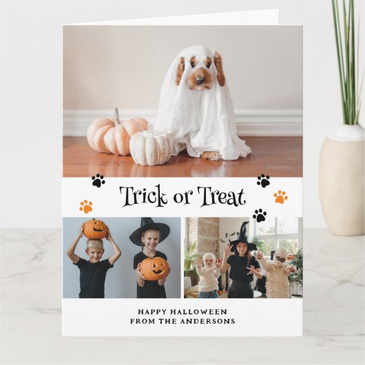 Pumpkin Ghost Pet Foto Halloween Card Karte (Vorderseite)