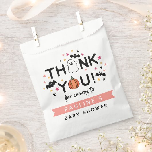 Pumpkin Ghost Pink Halloween Kinderdusche Danke Geschenktütchen (Ausgeschnitten)