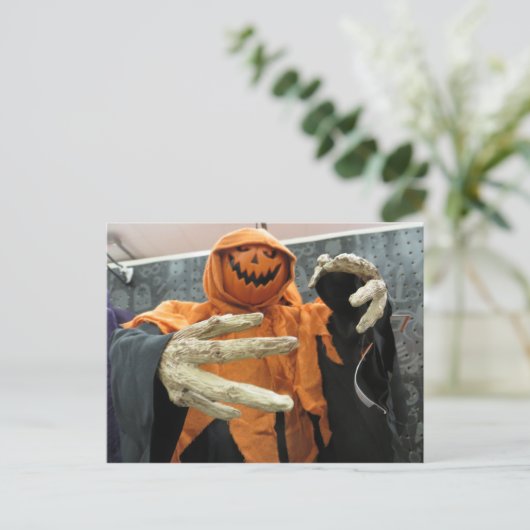 Pumpkin Ghost Postkarte (Stehend Vorderseite)