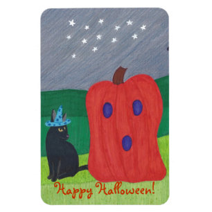 Pumpkin Ghost und Wizard Cat Halloween Magnete