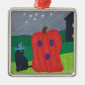 Pumpkin Ghost und Wizard Cat Halloween Ornamente (Vorne)