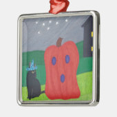Pumpkin Ghost und Wizard Cat Halloween Ornamente (Links)