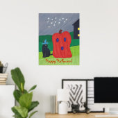 Pumpkin Ghost und Wizard Cat Halloween Posters Poster (Heimbüro)